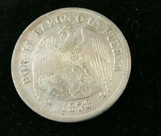 1878 Chile 1 Peso Silver Coin