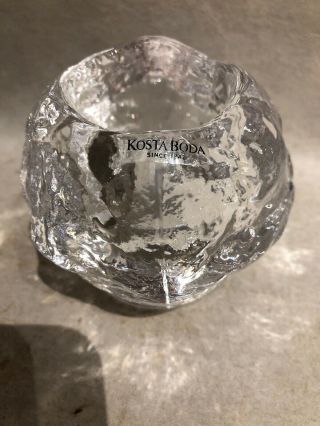 Pair Kosta Boda Crystal Snowball Tea Light Votive Cup Ann Warff