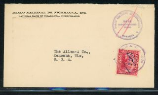 Nicaragua Postal History: Lot 27 1935 2c Official Bank Managua - Kenosha Wi $$$