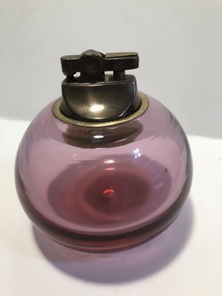 Vintage Blown Art Glass Mid - Century Spherical Table Top Lighter