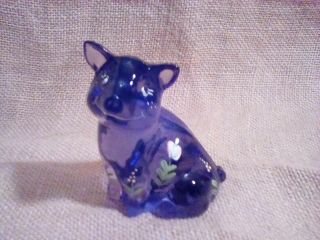 Fenton Art Glass Hand Painted Pig In Violet