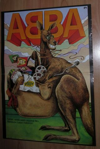 Vintage Drawn Hungarian Movie Poster,  Abba The Movie 1977,  Half Sheet,