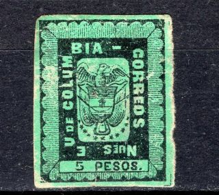 Stamp Colombia 1866 5 Pesos No Gum,  Has A Thinning,  Combine 0021