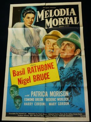 Dressed To Kill 1946 Sherlock Holmes Basil Rathbone U.  S.  One Sheet L@@k
