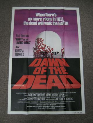 Dawn Of The Dead 1978 Movie Poster Folded One Sheet George A.  Romero