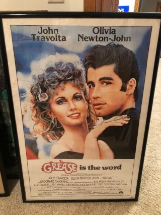 John Travolta And Olivia Newton John Grease Autographed Movie Poster
