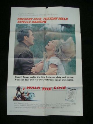 I WALK THE LINE movie poster GREGORY PECK TUESDAY WELD 1970 One sheet 2