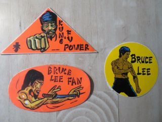 1970,  S Vintage 3 Bruce Lee Kung Fu Martial Arts Stickers