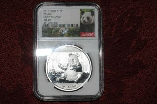 China 2017 S10y 1 Oz Silver Panda Ms70 Early Release " Perfect Coin "