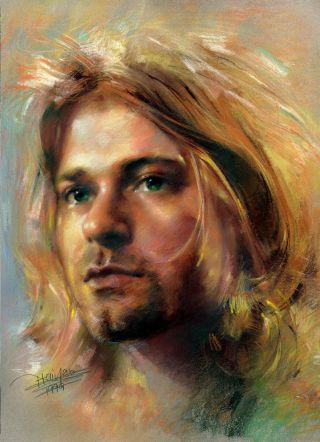 Kurt Cobain Portrait Canvas Vintage Giclee Print Signed By Artist Haiyan