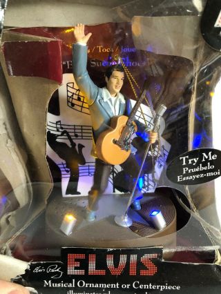Elvis Presley Lighted Music Animated Christmas Ornament Blue Suede Shoe Figurine