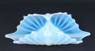 Vintage Murano White Opaline Ribbed Bowl Italian Art Glass Opalino
