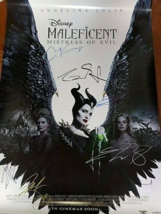 Maleficent Mistress Of Evil Ds Movie Poster Cast Signed Premiere Angelina Jolie