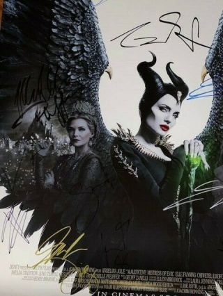 Maleficent Mistress of Evil DS Movie Poster CAST SIGNED Premiere Angelina Jolie 2