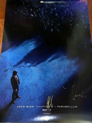 John Wick 3 Parabellum Ds Movie Poster Cast Signed Premiere Keanu Reeves Matrix