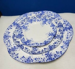 Shelley China Dainty Blue Pattern 3 - Piece Place Setting - Dinner Salad Bread