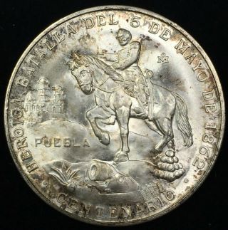 1962 Mexico City Unc Silver Medal - Batalla Del 5 De Mayo 1862 - Grove 800a