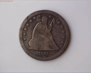 1862 S Seated Liberty Quarter F Details