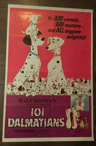 Walt Disney ' s 101 DALMATIONS Movie Poster 1969 R 69/350 3