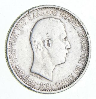 Silver - World Coin - 1901 Greece 2 Drachmai - World Silver Coin 269