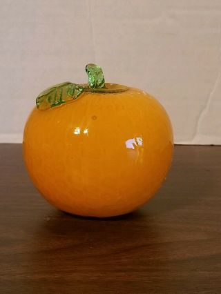 Vintage Murano Style Art Glass Hand Blown Decor Fruit Orange