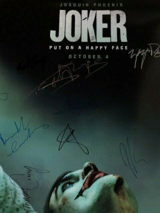 JOKER DS Movie Poster CAST SIGNED Premiere Joaquin Phoenix Todd Phillips Batman 3