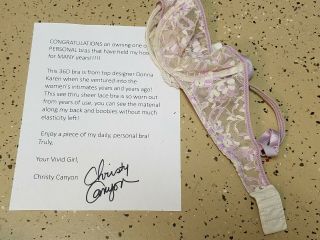 Christy Canyon Xxx Star Signed Owned/worn Dkny Bra Detailed Autographed Loa