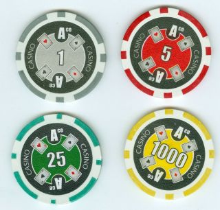 Four Casino Prop Poker Chips From The Movie " Molly 