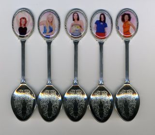 Spice Girls 5 Silver Plated Spoons Featuring Spice Girls