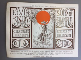 Elvin Bishop Orginal 1970s Concert Poster Palm Springs Sons Champlin