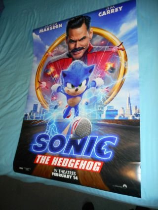 Jim Carrey Sonic The Hedgehog Official Movie Poster One Sheet Ds 27 " X40 "