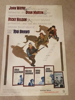 1959 Rio Bravo Vintage Western Movie Poster John Wayne 39 1/4 X 25 3/4
