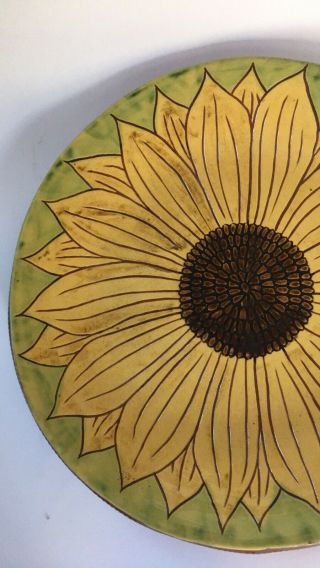 12” Redware 1994 Plate Sunflower Signed Jeff White