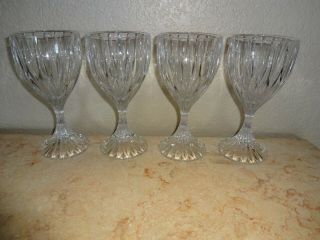 Set Of 4 Mikasa Park Lane Crystal Wine Glasses 6 3/8 Inches High