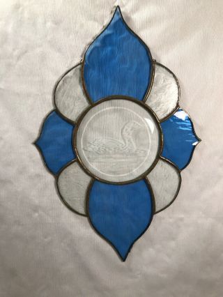 Stained Glass Etched Duck Beveled Patterned Blue & Clear Window Home Garden Deco 3
