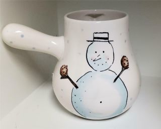 Rae Dunn Magenta Let It Snow Snowman Cocoa Pot Christmas Fast Ship