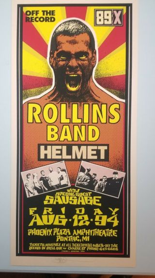 Rollins Band Concert Poster Helmet Sausage Art By Mark Arminski Signed