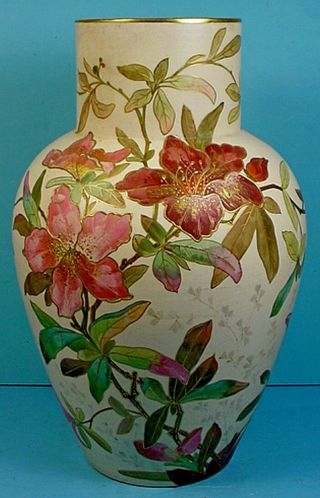 16 " Massive Antique Austrian Carlsbad Art Pottery ‘colorful Flowers’ Vase