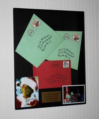 How GRINCH Stole Christmas Jim Carrey Prop MAIL,  Framed,  SIGNED PP DVD,  UACC 2