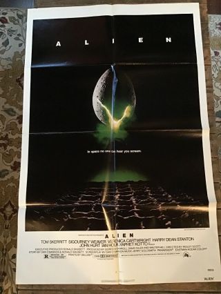 Vintage 1979 Alien Movie Poster / Full Sheet 41x27 / Sigourney Weaver