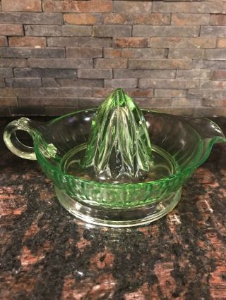 Vintage Green Glass Hand Juicer