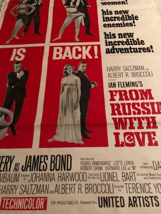007 James Bond 1964 Movie Poster From Russia With Love