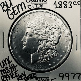 1883 Cc Bu Gem Morgan Silver Dollar Unc Ms,  U.  S.  Rare Key Coin 9977