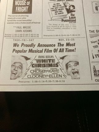 Movie Flyer “white Christmas “ Bing Crosby Plus Horror