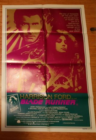 Blade Runner Folded Australian One Sheet Movie Poster Very Good