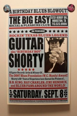 Guitar Shorty Houston Texas (2007) Concert Poster Blues Guitar Jimi Hendrix