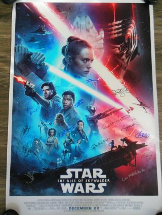 Star Wars Rise Of Skywalker Cast Signed 27x40 Movie Poster W/coa World Premiere