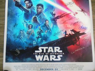 STAR WARS Rise of Skywalker CAST Signed 27x40 Movie Poster w/COA WORLD PREMIERE 3
