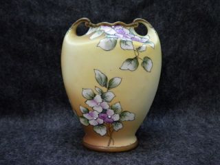 Antique Nippon Noritake Morimura Bros Hand Painted Vase Violets Moriage Old
