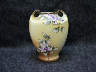 Antique Nippon Noritake Morimura Bros Hand Painted Vase Violets Moriage Old 2